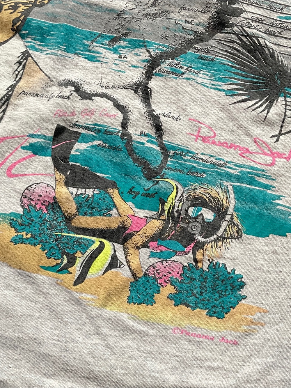 Vintage Graphic Panama Jack Tee with Teal “vacation time” Accent - Picture 10 of 13